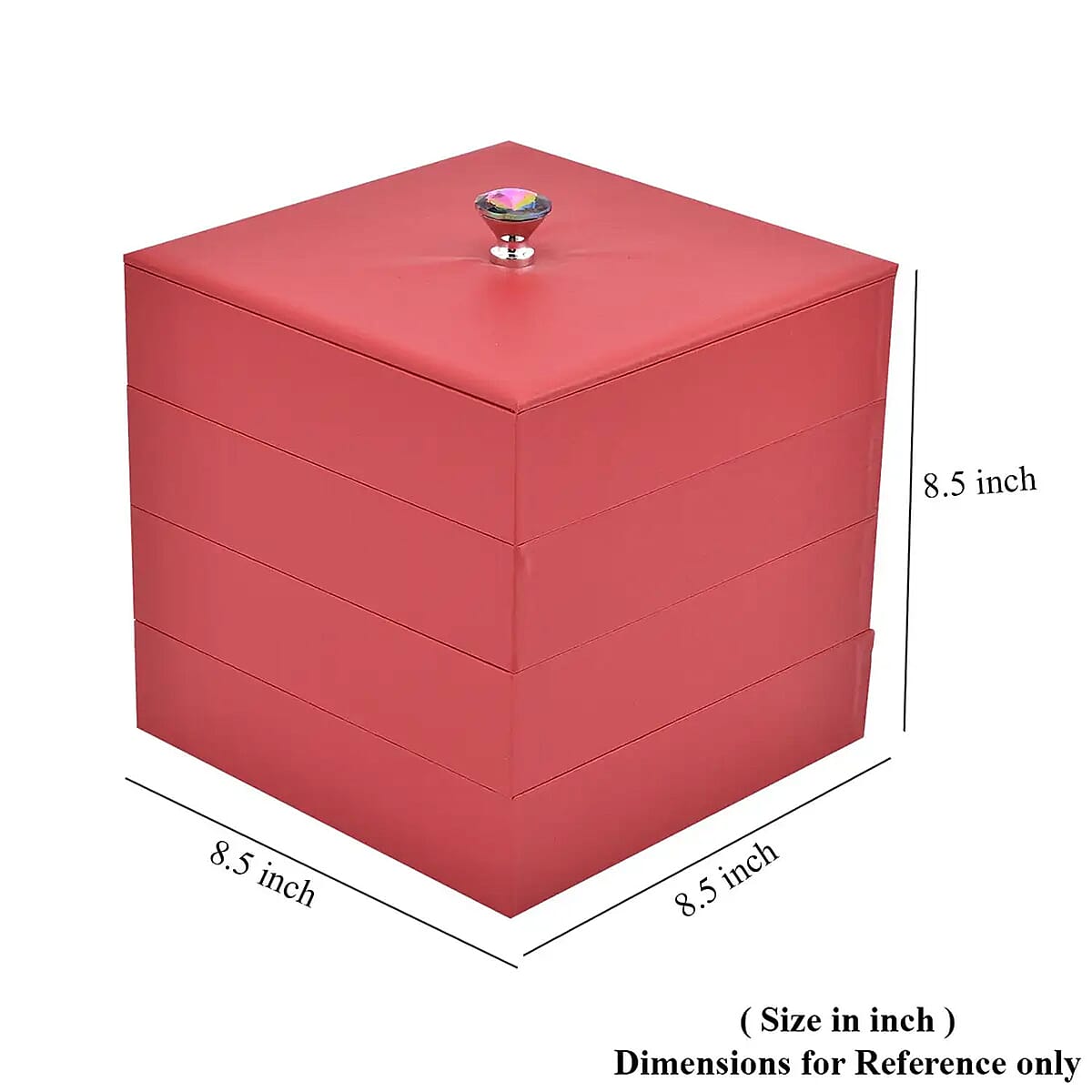 Red Faux Leather 4 Tier Stackable Jewelry Organizer with Mirror Lid, Jewelry Storage Box for Women , Jewelry Case , Jewelry Organizer image number 6