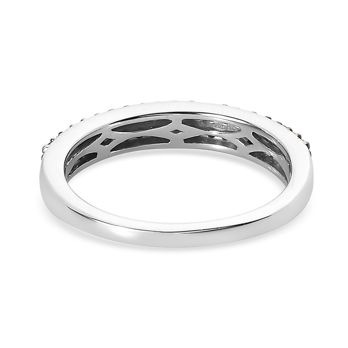 D'Joy Natural Champagne Diamond 0.25 ctw Double Row Ring in Platinum Over Sterling Silver (Size 10.0)