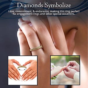  D'Joy Yellow Diamond Band Ring, Double Row Band Ring, Yellow Diamond Ring in Yellow Rhodium & Platinum Over Sterling Silver, Silver Band Ring, Promise Ring, Wedding Band Ring 0.25 ctw