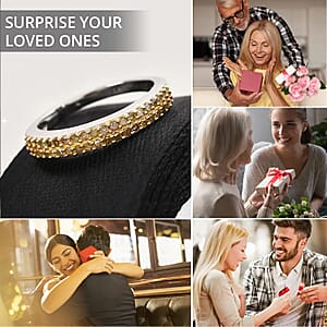  D'Joy Yellow Diamond Band Ring, Double Row Band Ring, Yellow Diamond Ring in Yellow Rhodium & Platinum Over Sterling Silver, Silver Band Ring, Promise Ring, Wedding Band Ring 0.25 ctw