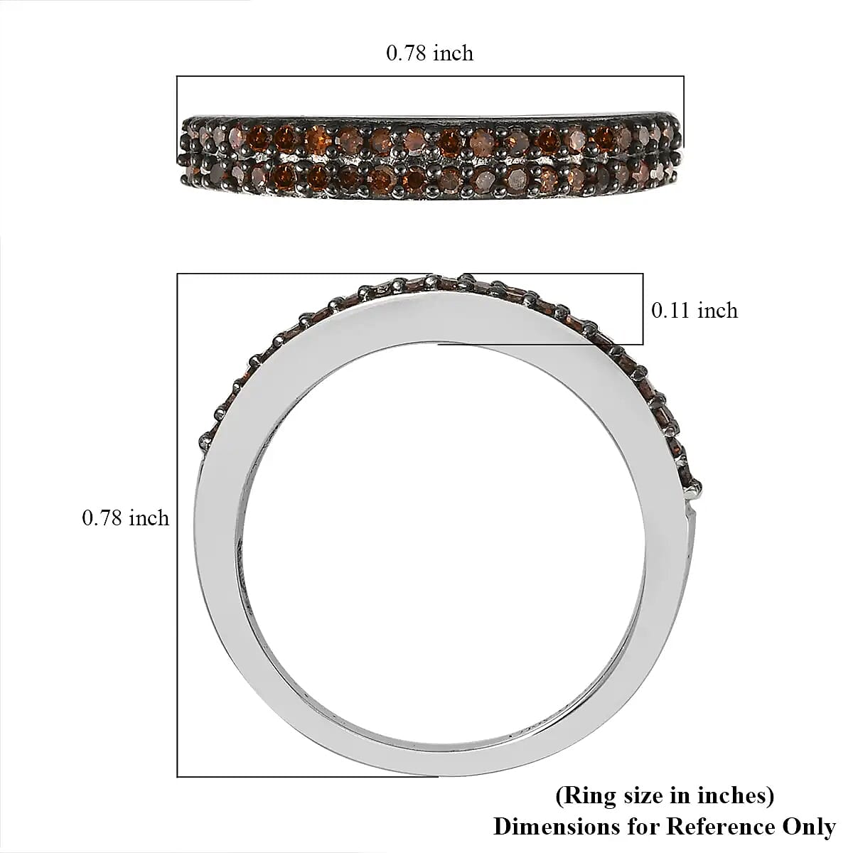 Doorbuster D'Joy Red Diamond 0.25 ctw Double Row Band Ring in Rhodium Over Sterling Silver (Size 10.0) image number 6