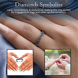 Doorbuster D'Joy Red Diamond 0.25 ctw Double Row Band Ring in Rhodium Over Sterling Silver (Size 5.0)