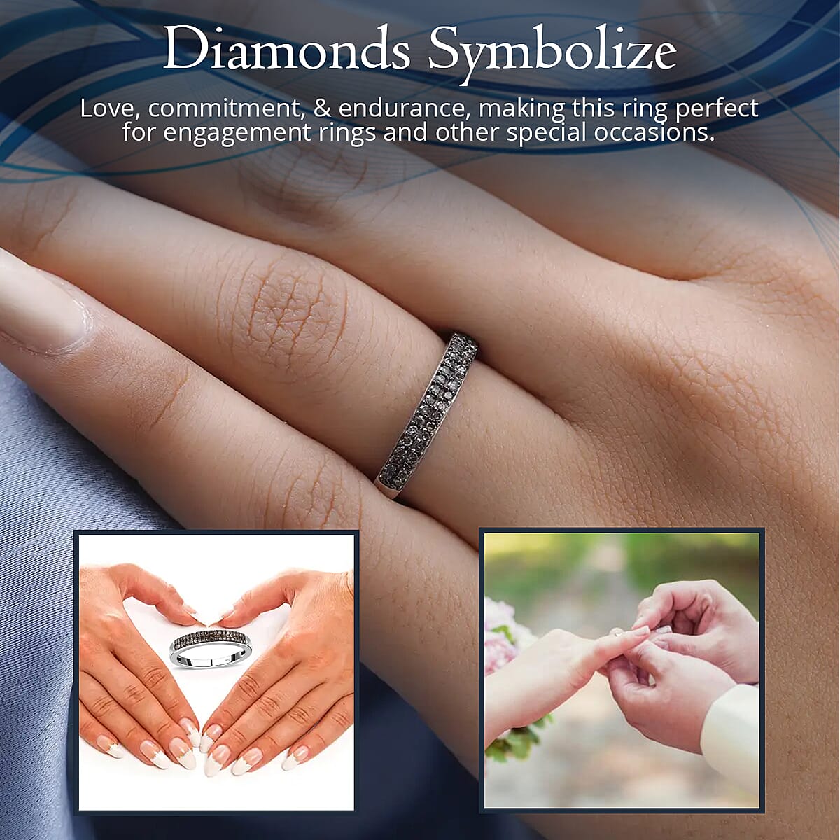 Doorbuster D'Joy Red Diamond 0.25 ctw Double Row Band Ring in Rhodium Over Sterling Silver (Size 7.0) image number 2