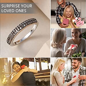  D'Joy Red Diamond 0.25 ctw Double Row Band Ring in Rhodium Over Sterling Silver (Size 7.0)