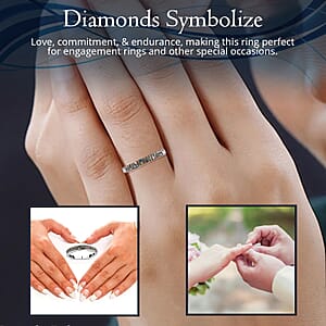  D'Joy Multi Diamond 0.25 ctw Double Row Band Ring in Rhodium Over Sterling Silver (Size 5.0)