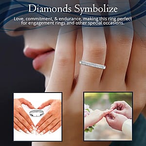  D'Joy Diamond 0.25 ctw Double Row Band Ring in Rhodium Over Sterling Silver (Size 5.0)