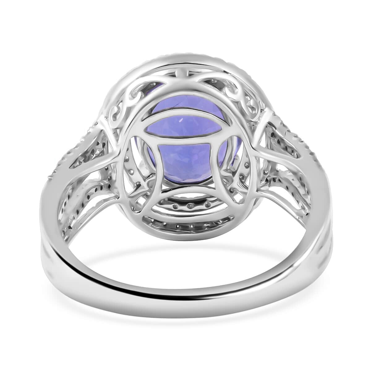 Certified Iliana 18K White Gold AAA Tanzanite and G-H SI Diamond Ring 3.80 ctw image number 3