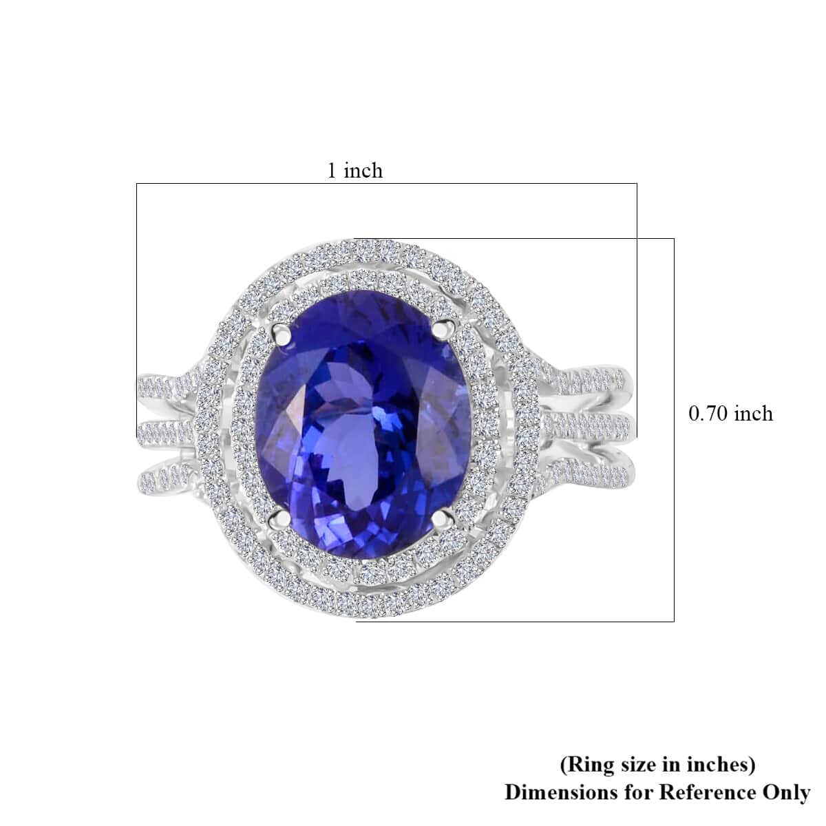 Certified Iliana 18K White Gold AAA Tanzanite and G-H SI Diamond Ring 3.80 ctw image number 4