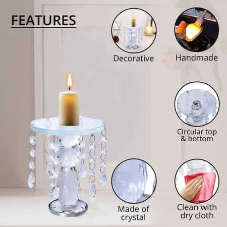 Shop LC Women Set of 3 Transparent Crystal Drop Charm Pillar Calm Scented Candles Holder Home Decor Valentines Day Gifts, Size: 2.75x3.74 & 2.75x4.92