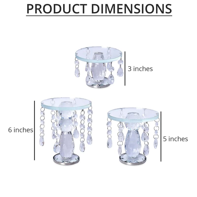 Set of 3 Clear Crystal Drop Charm Pillar Candle Holder, Crystal Pillar Candle Stick Holder, Decorative Crystal Room Decor, Crystal Decorations