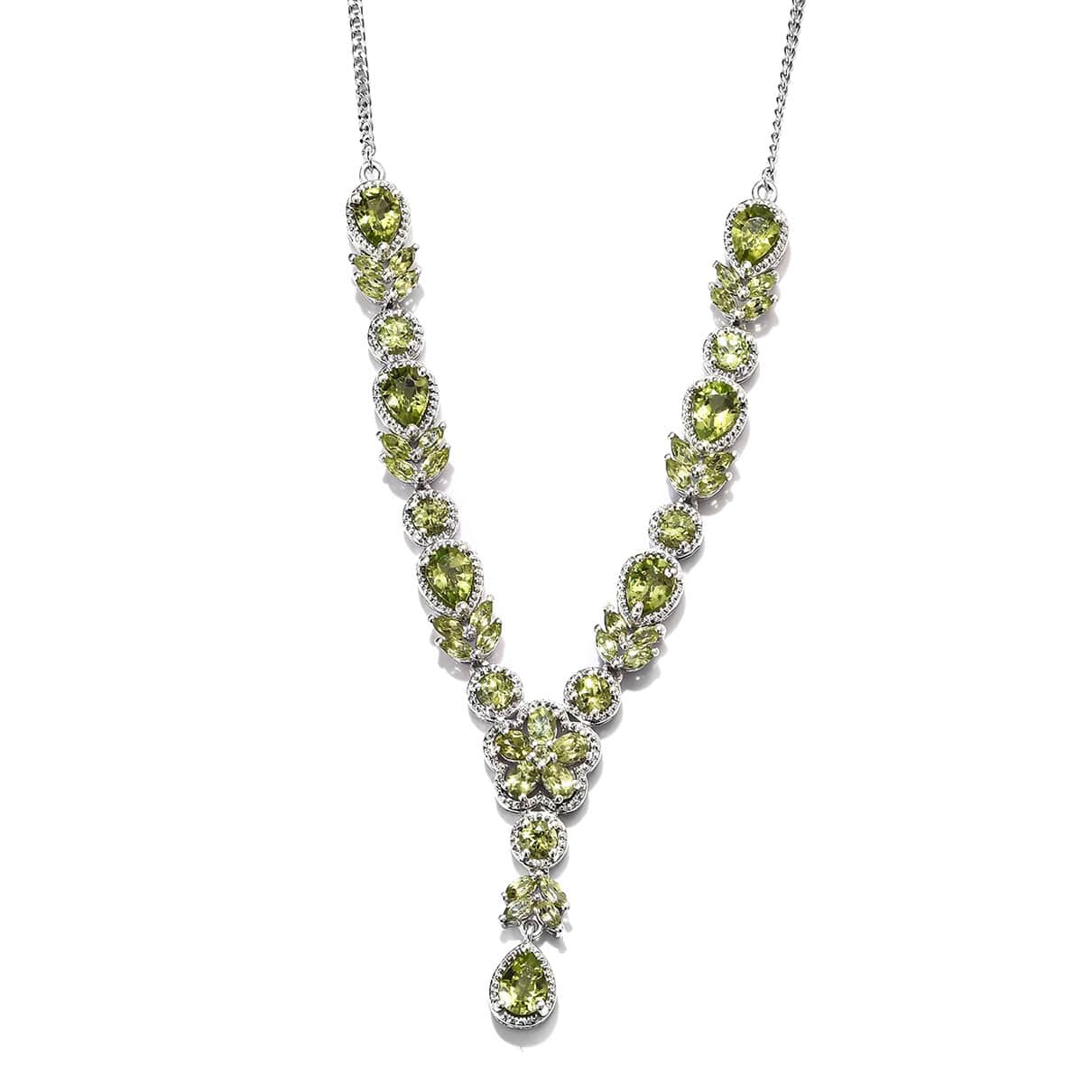 Hebei Peridot Necklace (18 in) in Platinum Over Sterling Silver (12.50 g) 11.45 ctw image number 0