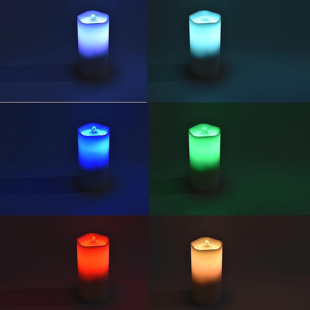 White with Multi Color LED Water Flame Candle Fountain with Remote image number 2
