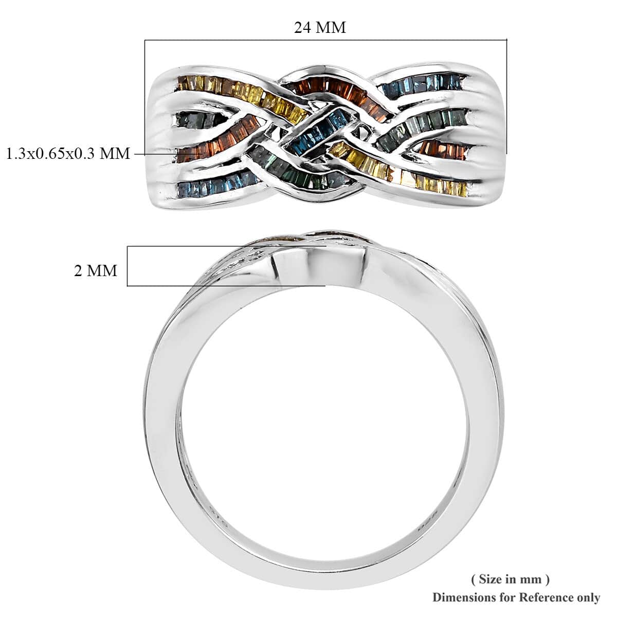 Multi Diamond Ring in Platinum Over Sterling Silver (Size 9.0) 0.50 ctw image number 5