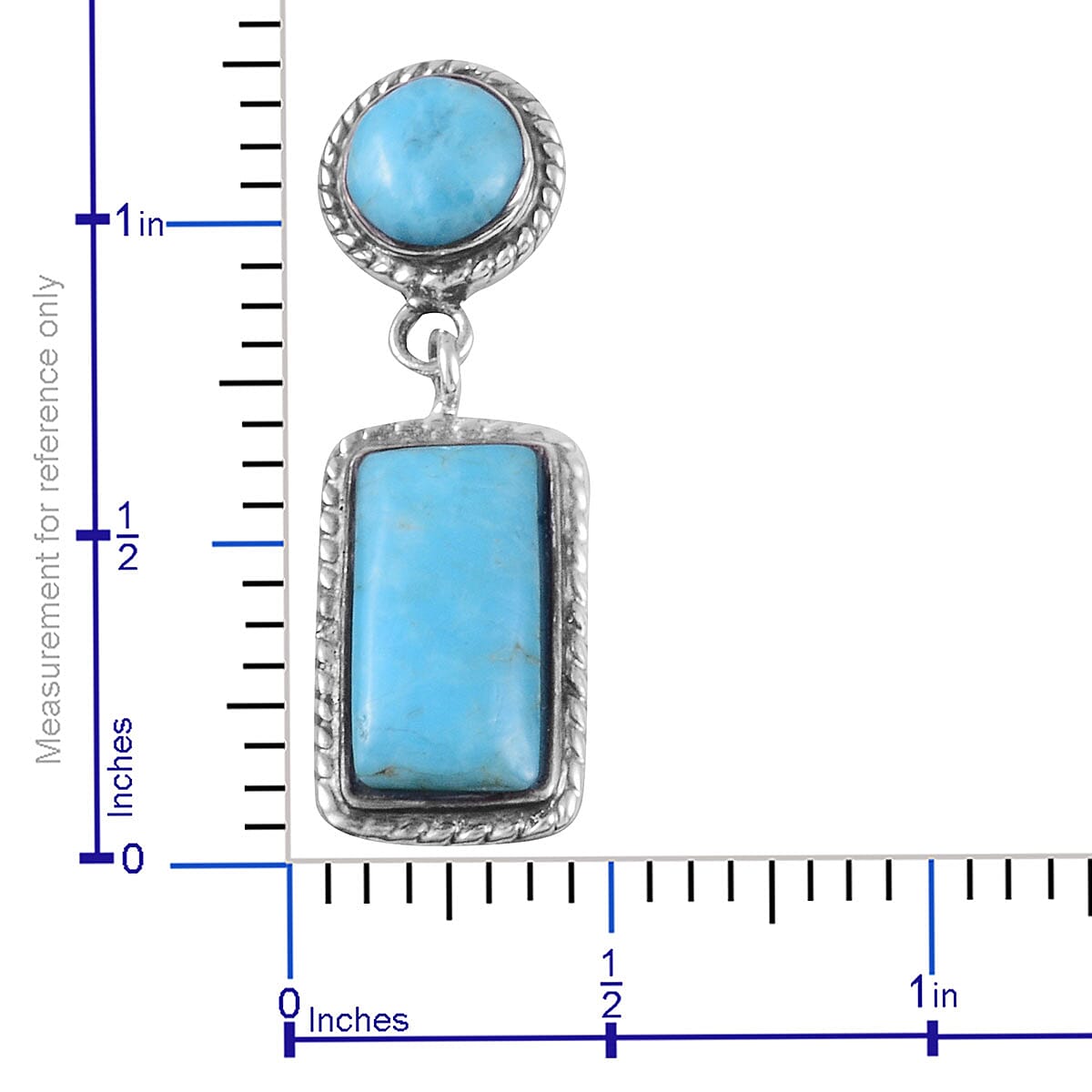Santa Fe Style Kingman Turquoise Earrings in Sterling Silver 3.00 ctw