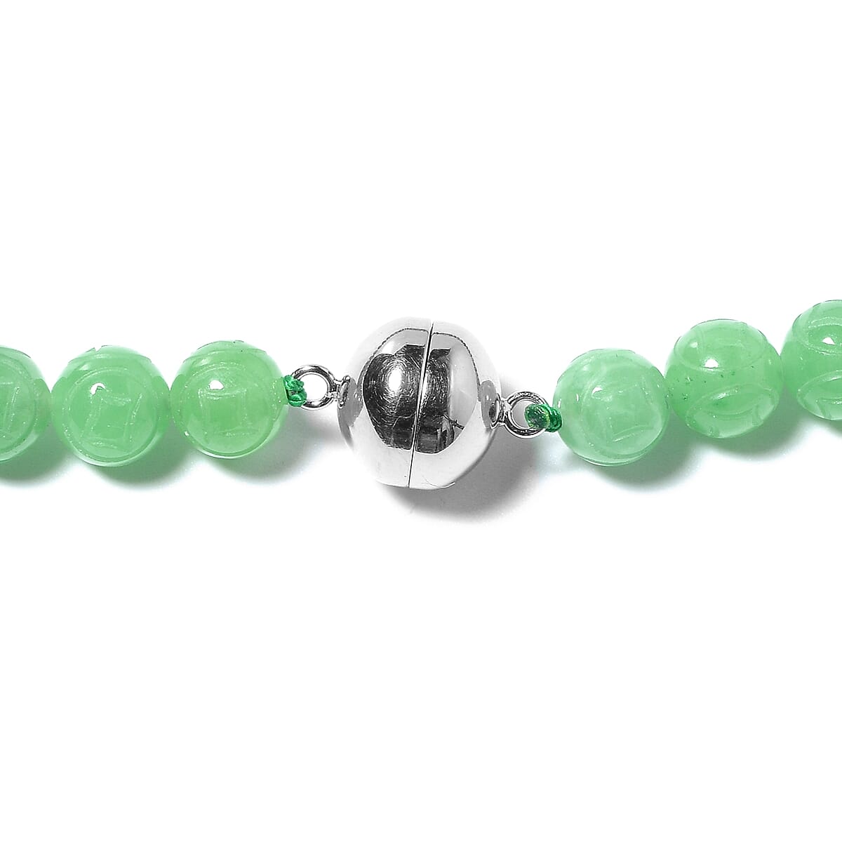 522.50 ctw Burmese Green Jade Necklace 20 Inch in Sterling Silver image number 2
