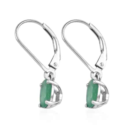 Socoto Emerald Lever Back Earrings in Platinum Over Sterling Silver 1.40 ctw image number 3