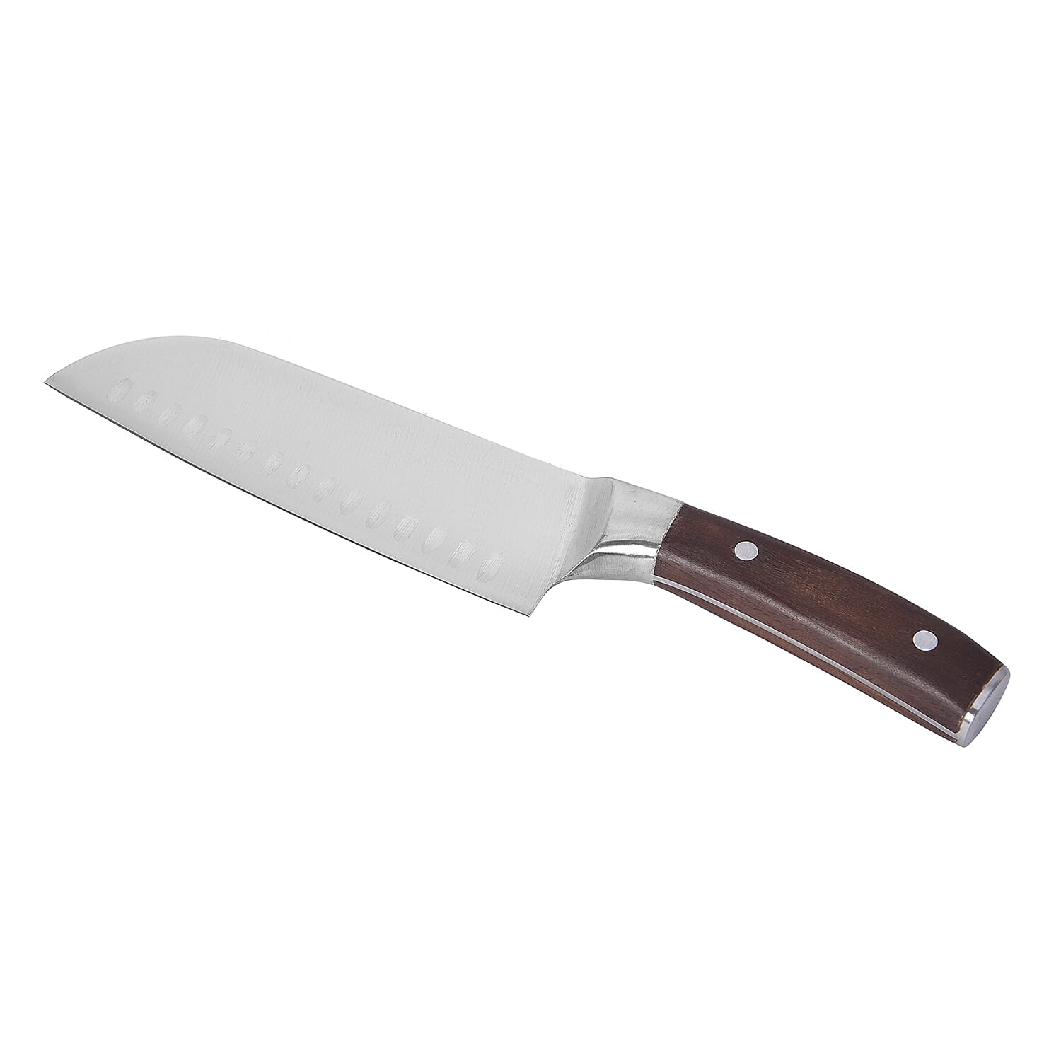 HOMESMART Santoku Chef's Knife in Stainless Steel with Coffee Wooden Handle | Stainless Steel Knife | Wooden Knife | Kitchen Knife