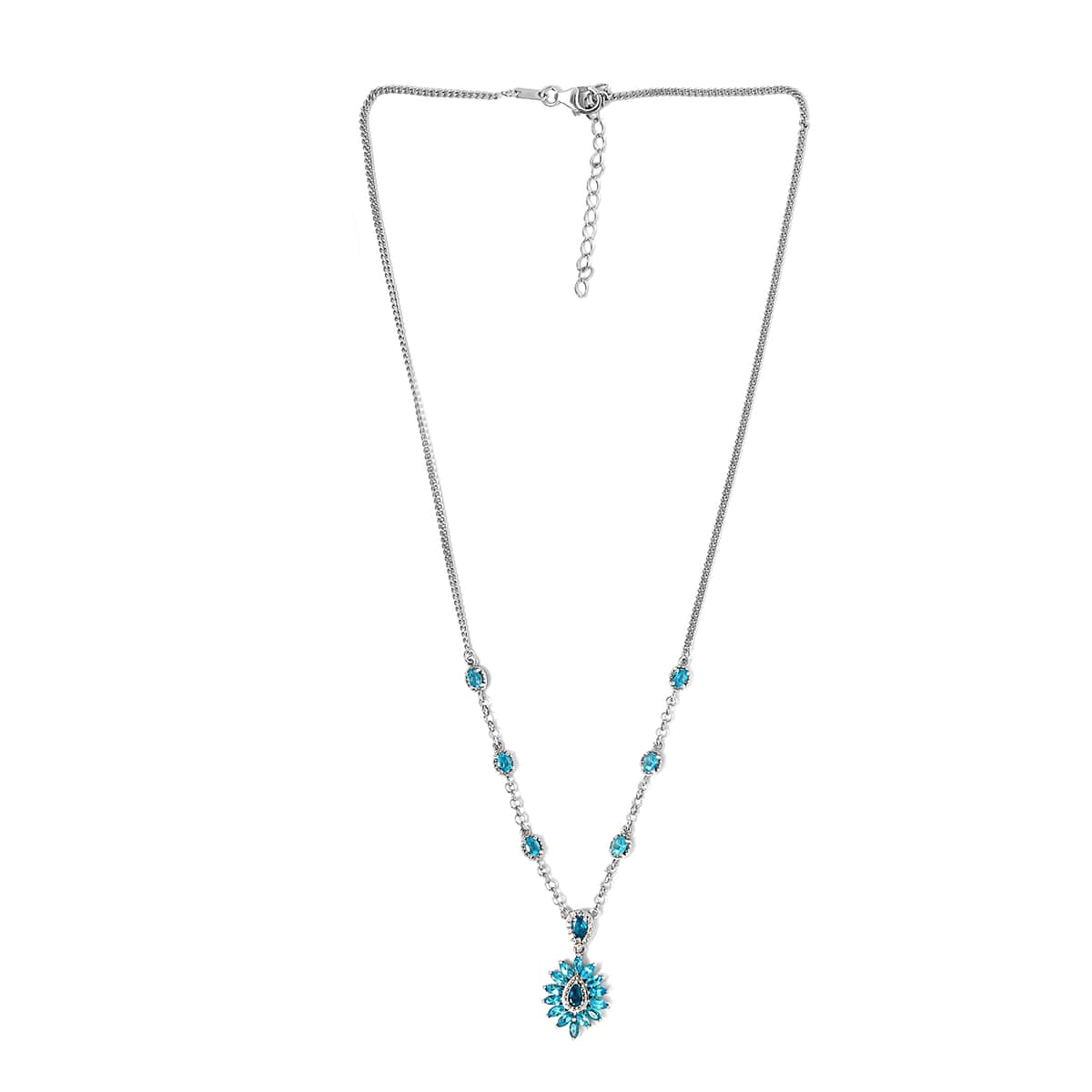 Malgache Neon Apatite and Natural White Zircon Necklace 18 Inches in Platinum Over Sterling Silver 3.10 ctw image number 4