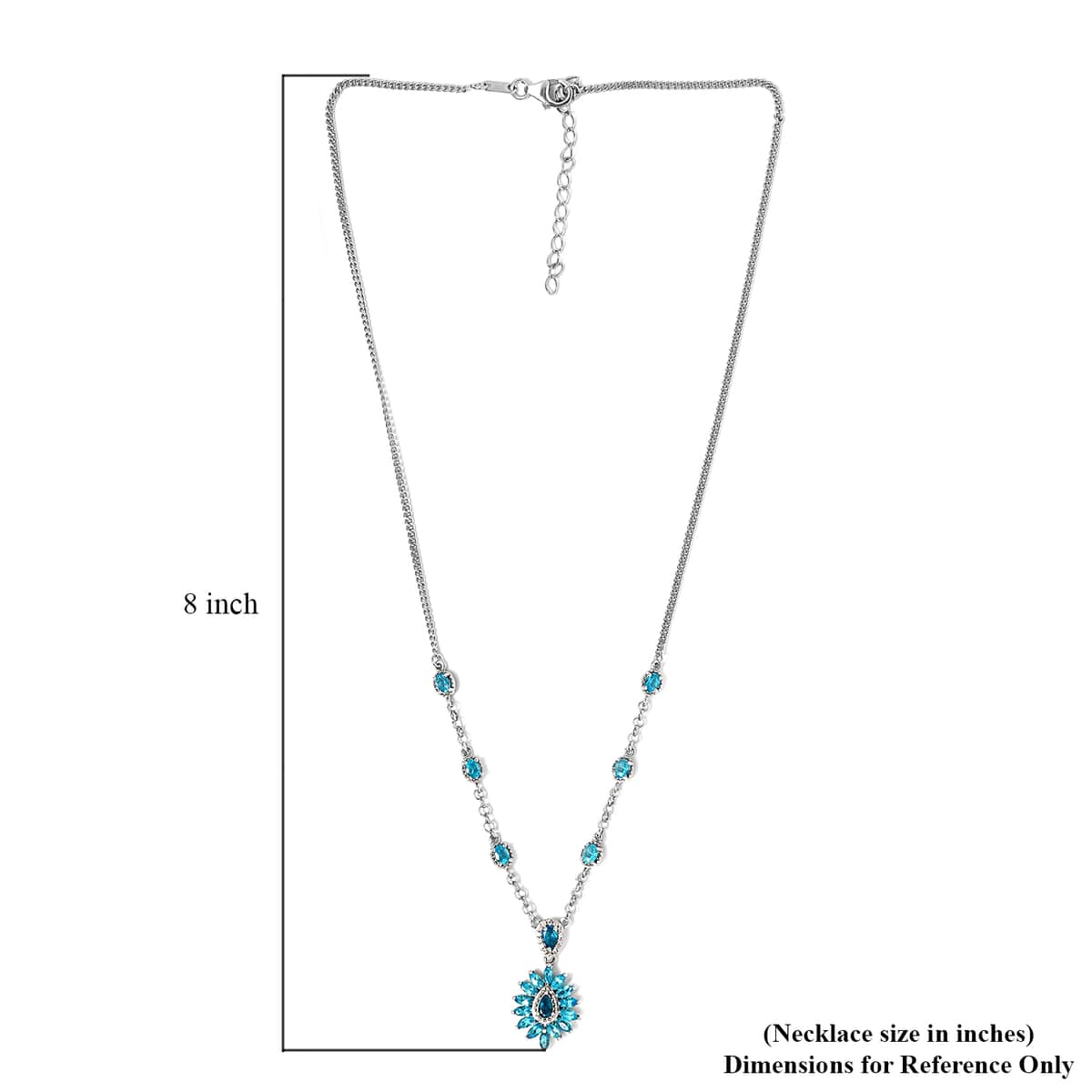 Malgache Neon Apatite and Natural White Zircon Necklace 18 Inches in Platinum Over Sterling Silver 3.10 ctw image number 5