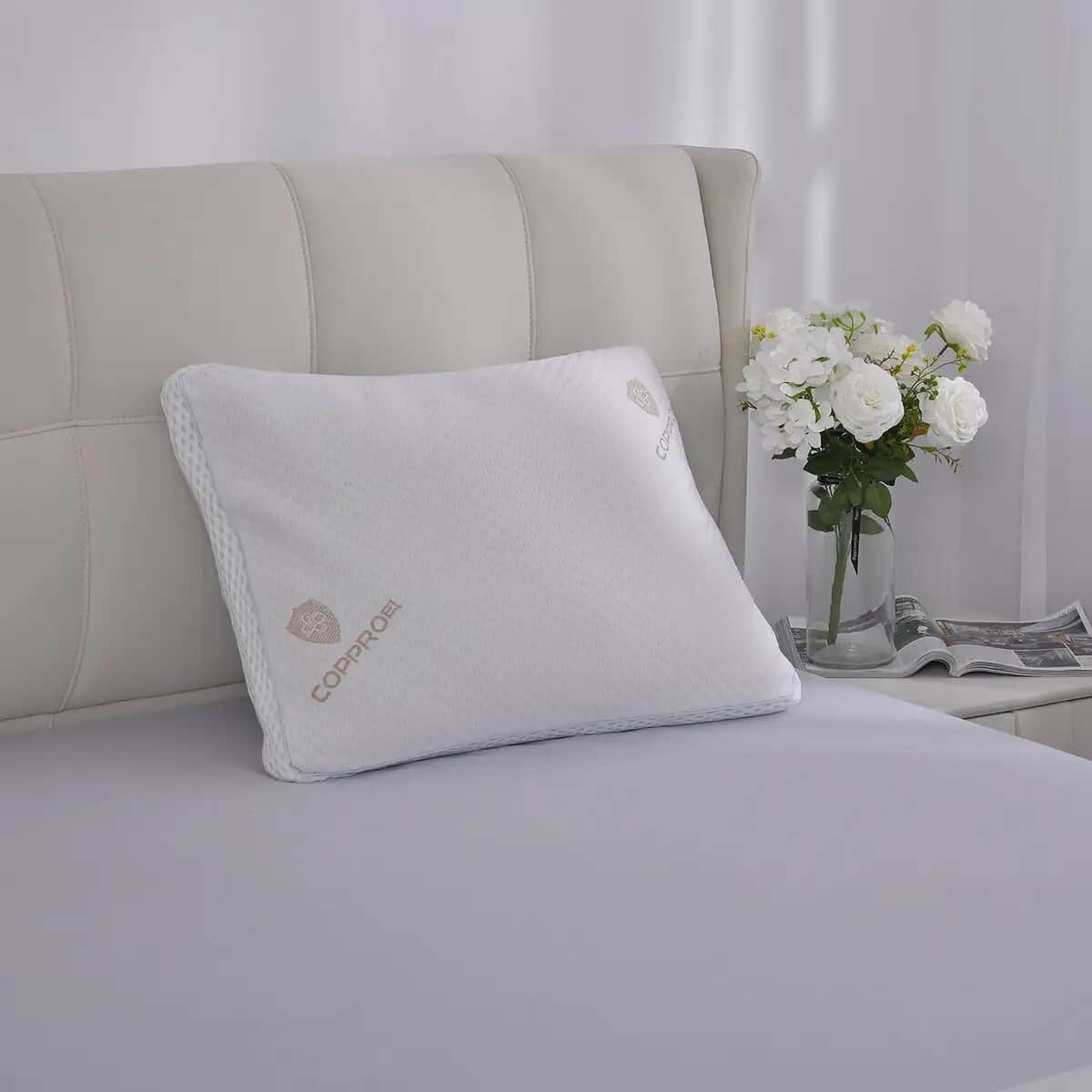 HOMESMART Premium Adjustable Hypoallergenic Shredded Memory Foam CertiPUR Pillow with Copper Cover (Standard, Microfiber) image number 4