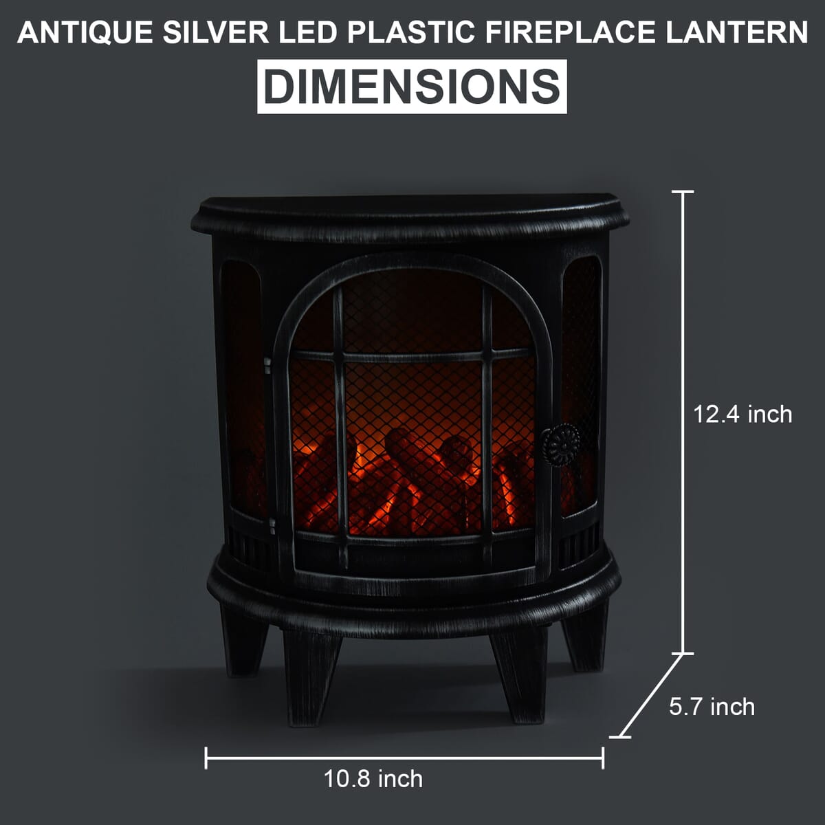 Antique Silver LED Plastic Fireplace Lantern (Cx3 Batteries Not Included) image number 3