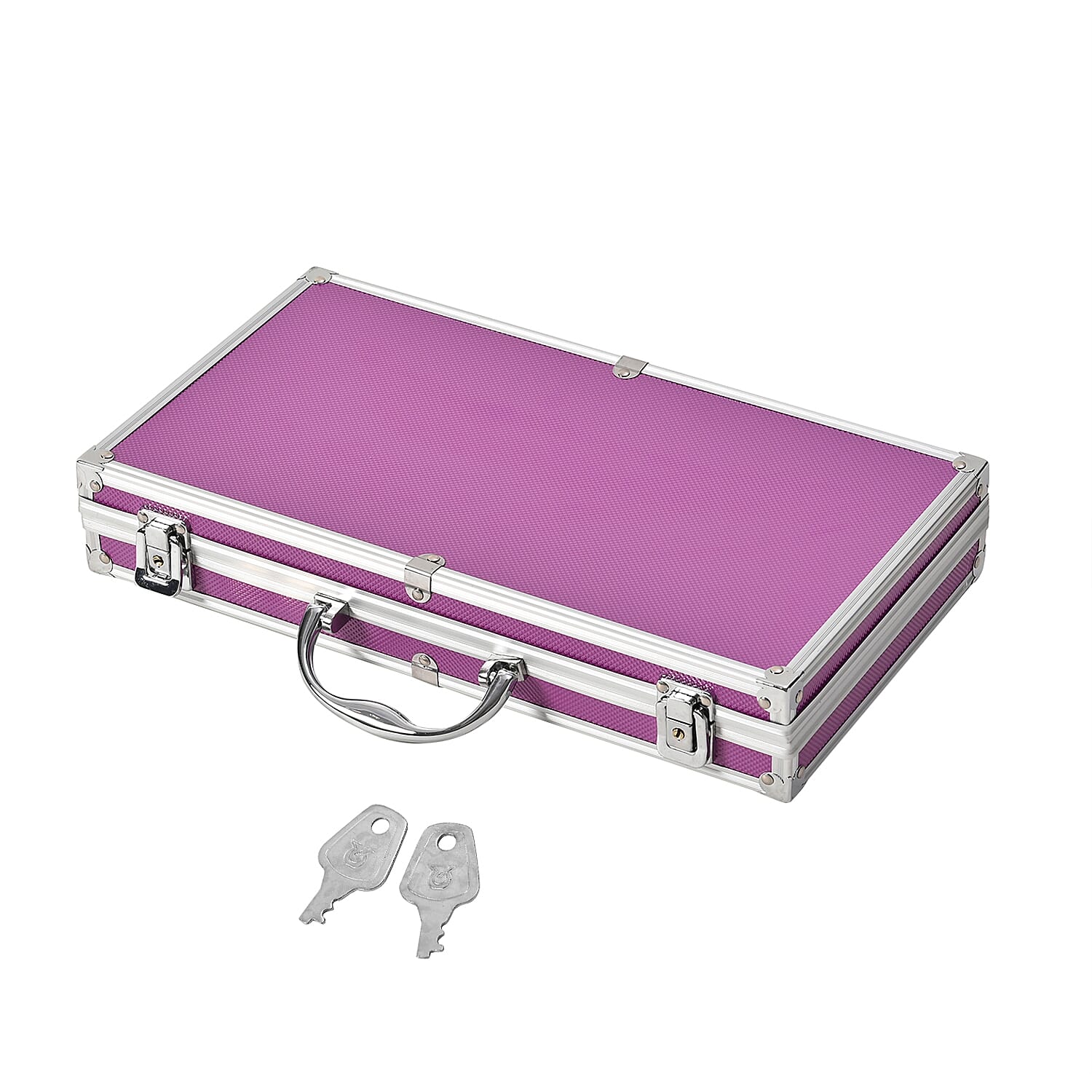 Purple Aluminum Briefcase Style Jewelry Organizer with Anti Tarnish Protection Interior