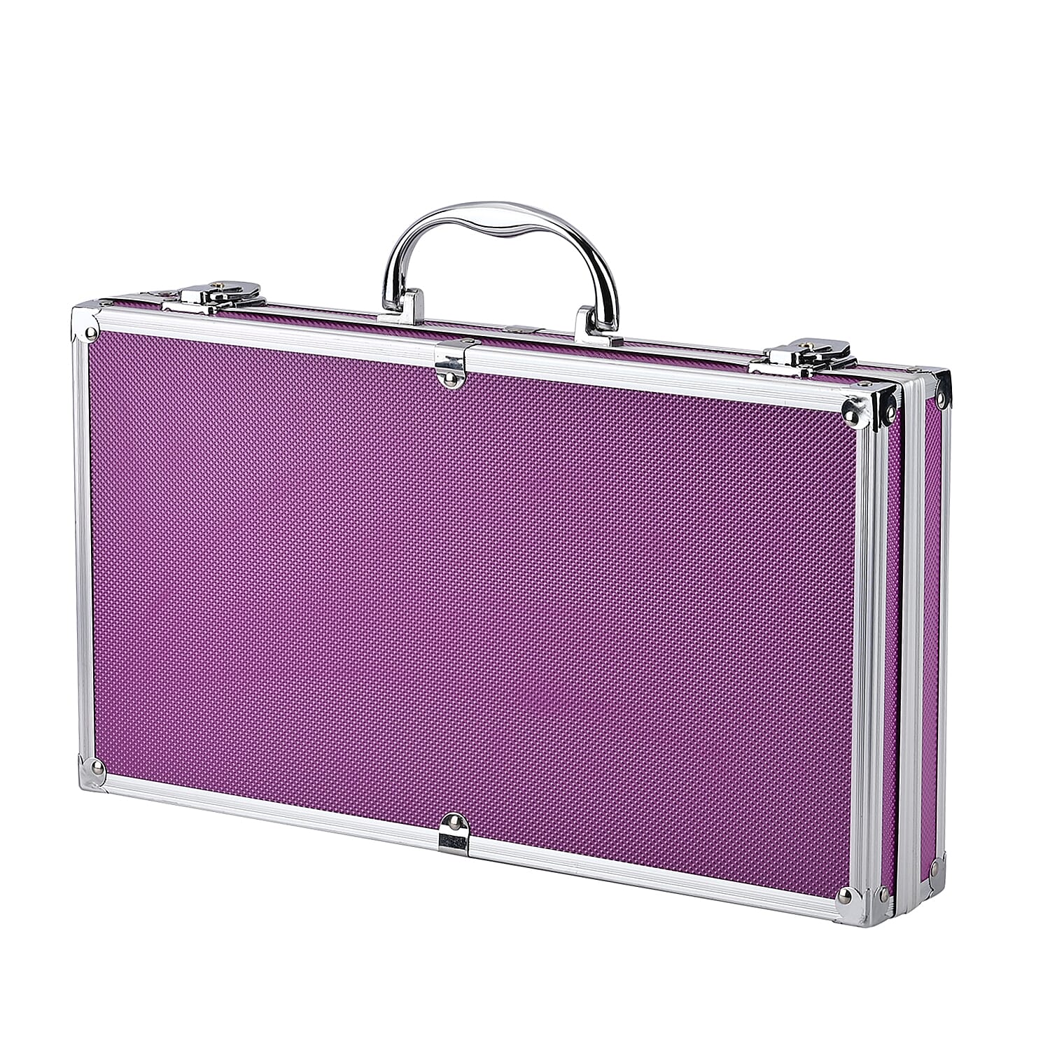 Purple Aluminum Briefcase Style Jewelry Organizer with Anti Tarnish Protection Interior