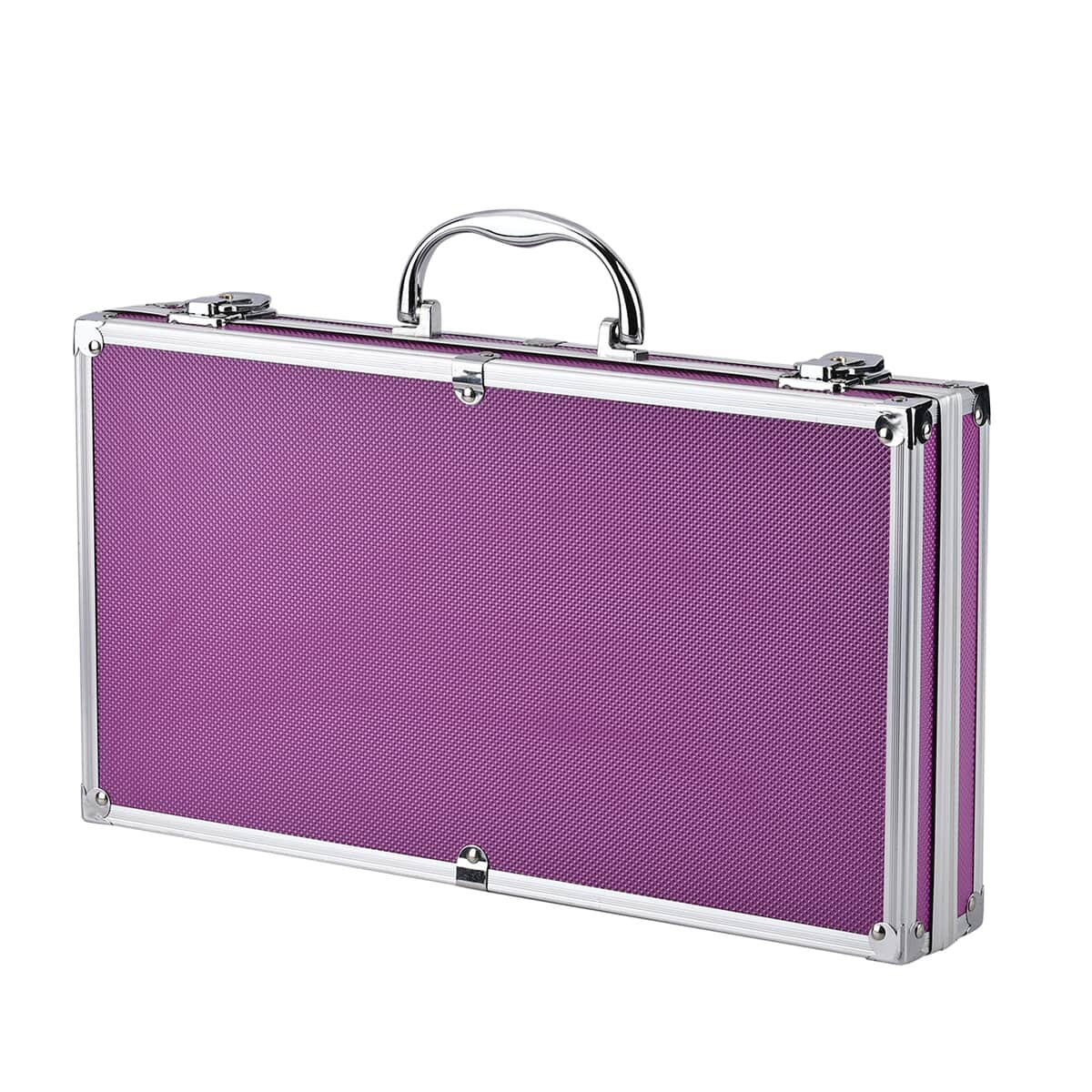 Purple Aluminum Briefcase Style Jewelry Organizer with Anti Tarnish Protection Interior image number 3