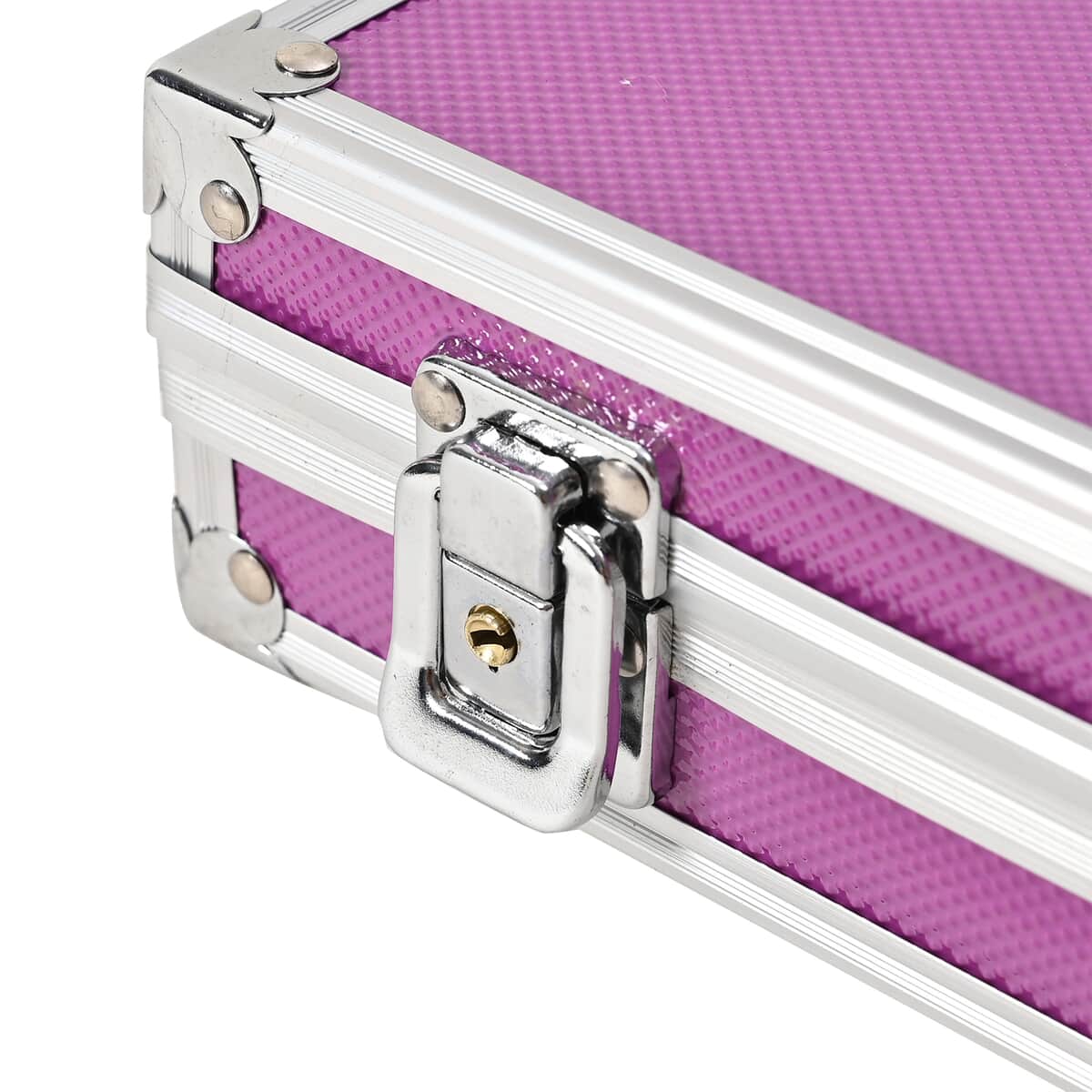 Purple Aluminum Briefcase Style Jewelry Organizer with Anti Tarnish Protection Interior image number 6