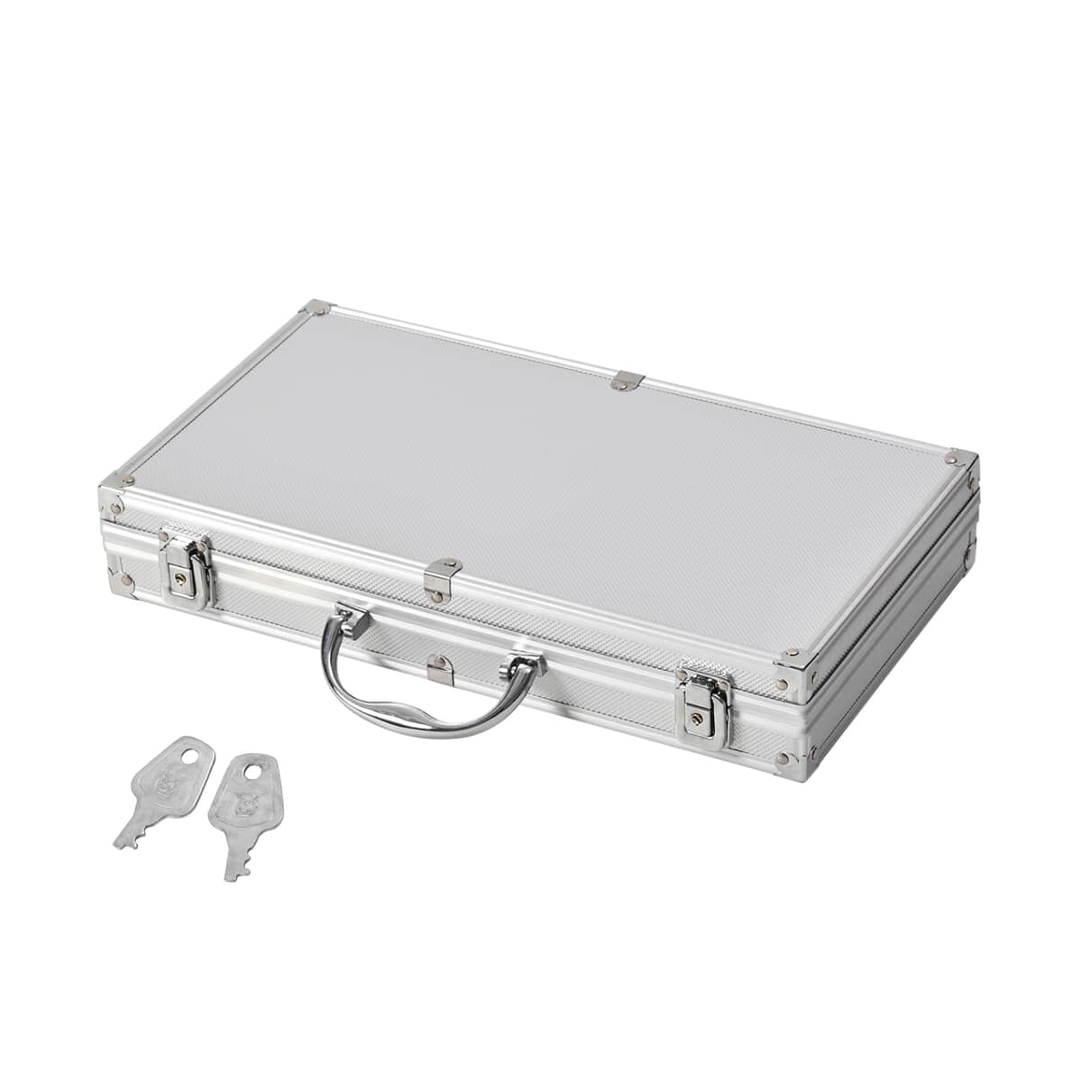 Silver Aluminum Briefcase Style Jewelry Organizer with Anti Tarnish Protection Interior image number 2