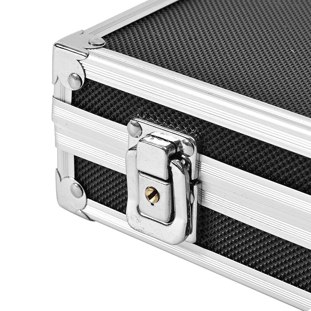 Black Aluminum Briefcase Style Jewelry Organizer with Anti Tarnish Protection Interior image number 6
