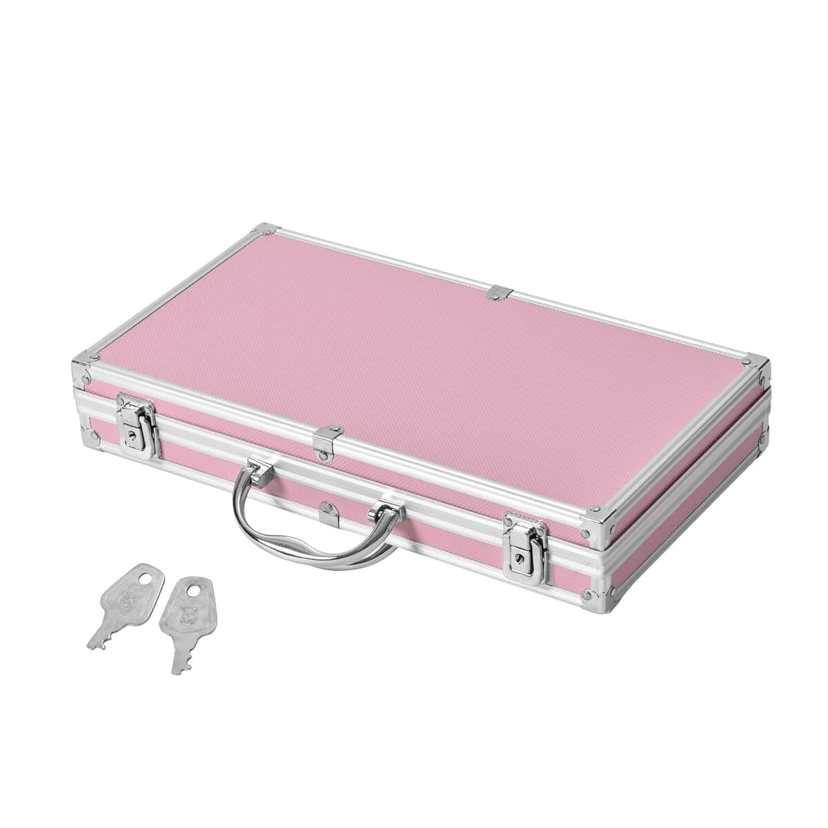 Pink Aluminum Briefcase Style Jewelry Organizer with Anti Tarnish Protection Interior image number 2