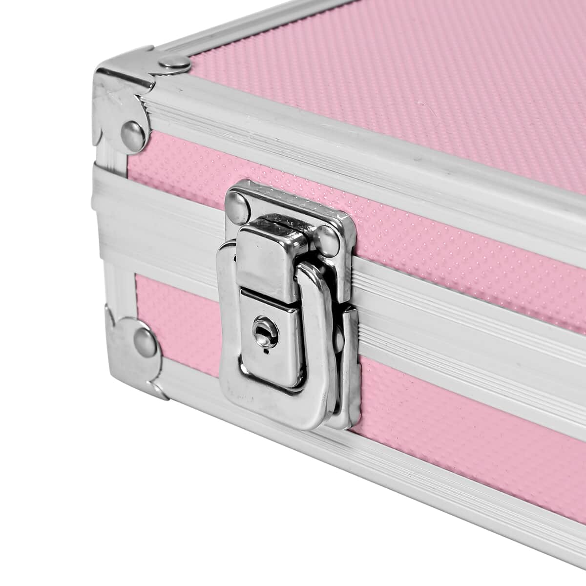 Pink Aluminum Briefcase Style Jewelry Organizer with Anti Tarnish Protection Interior image number 6