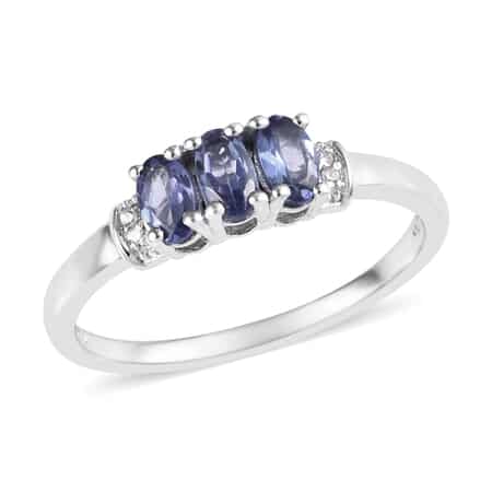 Premium Tanzanite and Zircon Ring in Platinum Over Sterling Silver (Size 10.0) 0.75 ctw image number 0
