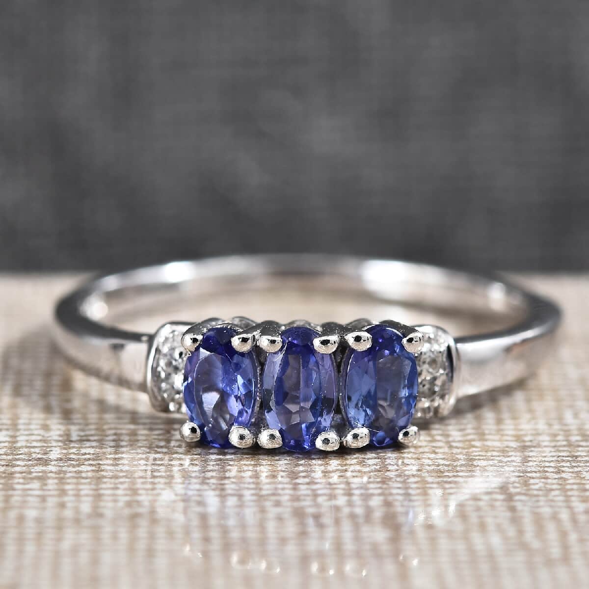 Premium Tanzanite and Zircon Ring in Platinum Over Sterling Silver (Size 10.0) 0.75 ctw image number 1