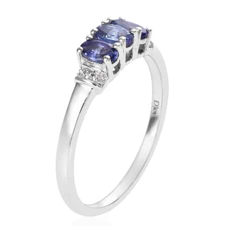 Premium Tanzanite and Zircon Ring in Platinum Over Sterling Silver (Size 10.0) 0.75 ctw image number 3
