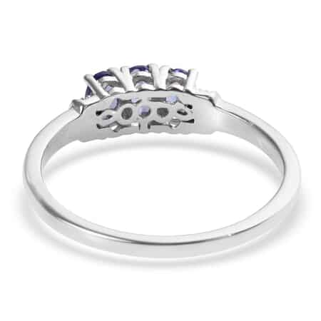 Premium Tanzanite and Zircon Ring in Platinum Over Sterling Silver (Size 10.0) 0.75 ctw image number 4