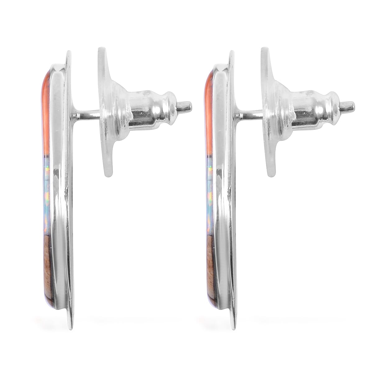 Santa Fe Style Spiny Oyster Shell, Multi Gemstone Earrings and Necklace (16-18 in) in Sterling Silver (36 g) 3.35 ctw image number 5