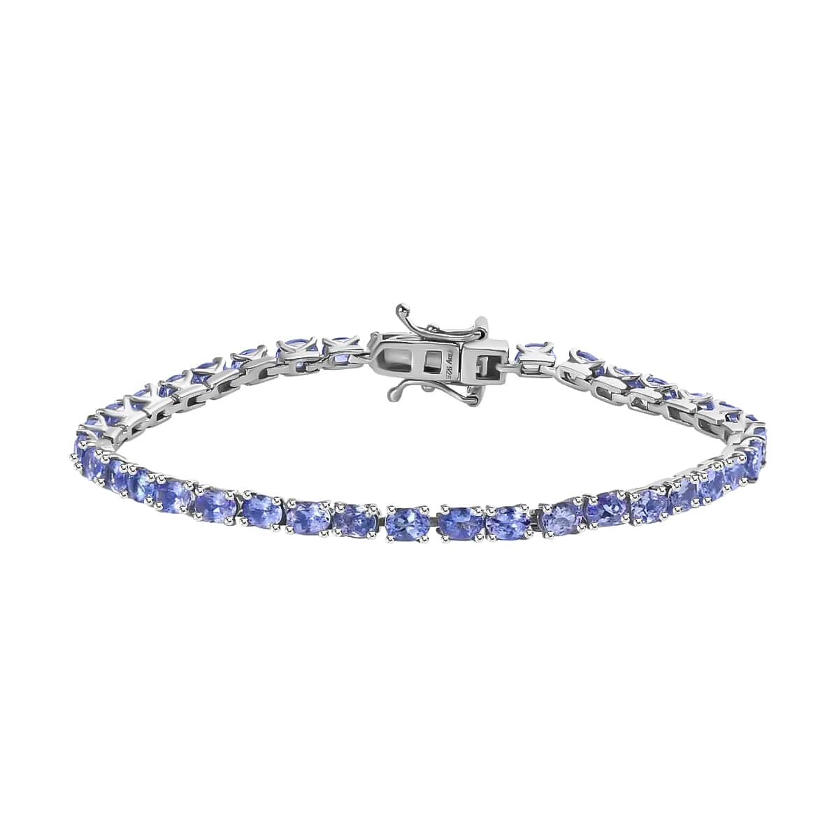 Tanzanite 7.20 ctw Tennis Bracelet, Platinum Over Sterling Silver Bracelet, Tanzanite Jewelry, Gifts For Her (6.50 In) image number 0