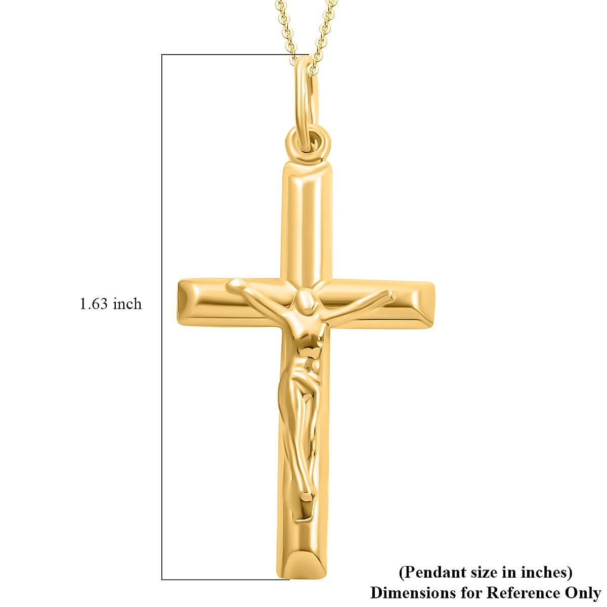 14K Yellow Gold Over Sterling Silver Crucifix Pendant Necklace 18 Inches 3.5 Grams image number 5