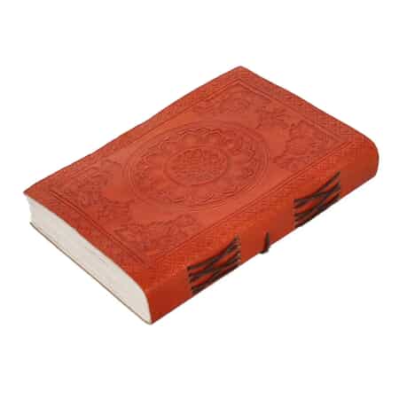 Handcrafted Leather and Cotton Journal with Tiger Eye Center Stone image number 5