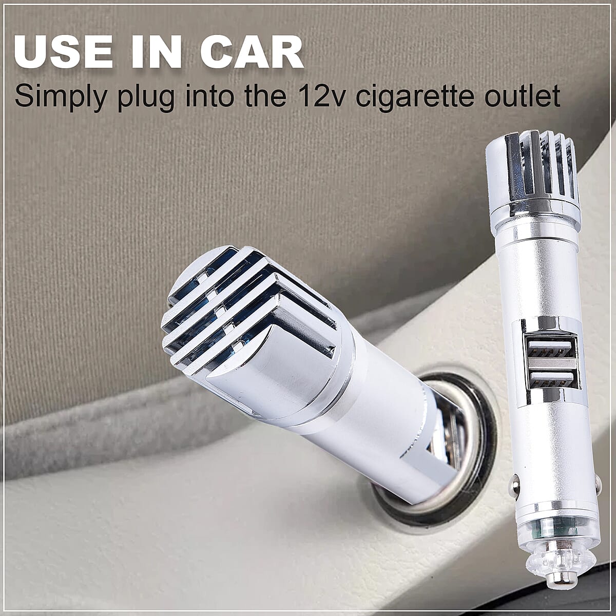Gray Car Air Ionizer with Smart Charger image number 3