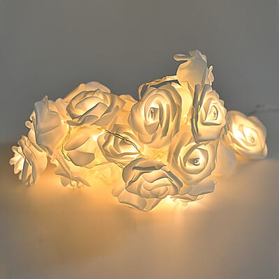 30 Warm LED Rose String Lights (3xAA Not included)
