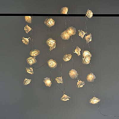 30 Warm LED Rose String Lights (3xAA Not included)