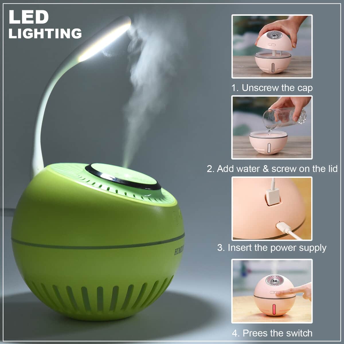 LED Round Humidifier with Reader's Light image number 3