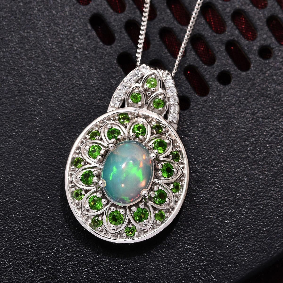 Ethiopian Welo Opal, Multi Gemstone Pendant Necklace (20 in) in Platinum Over Sterling Silver 2.23 ctw image number 1