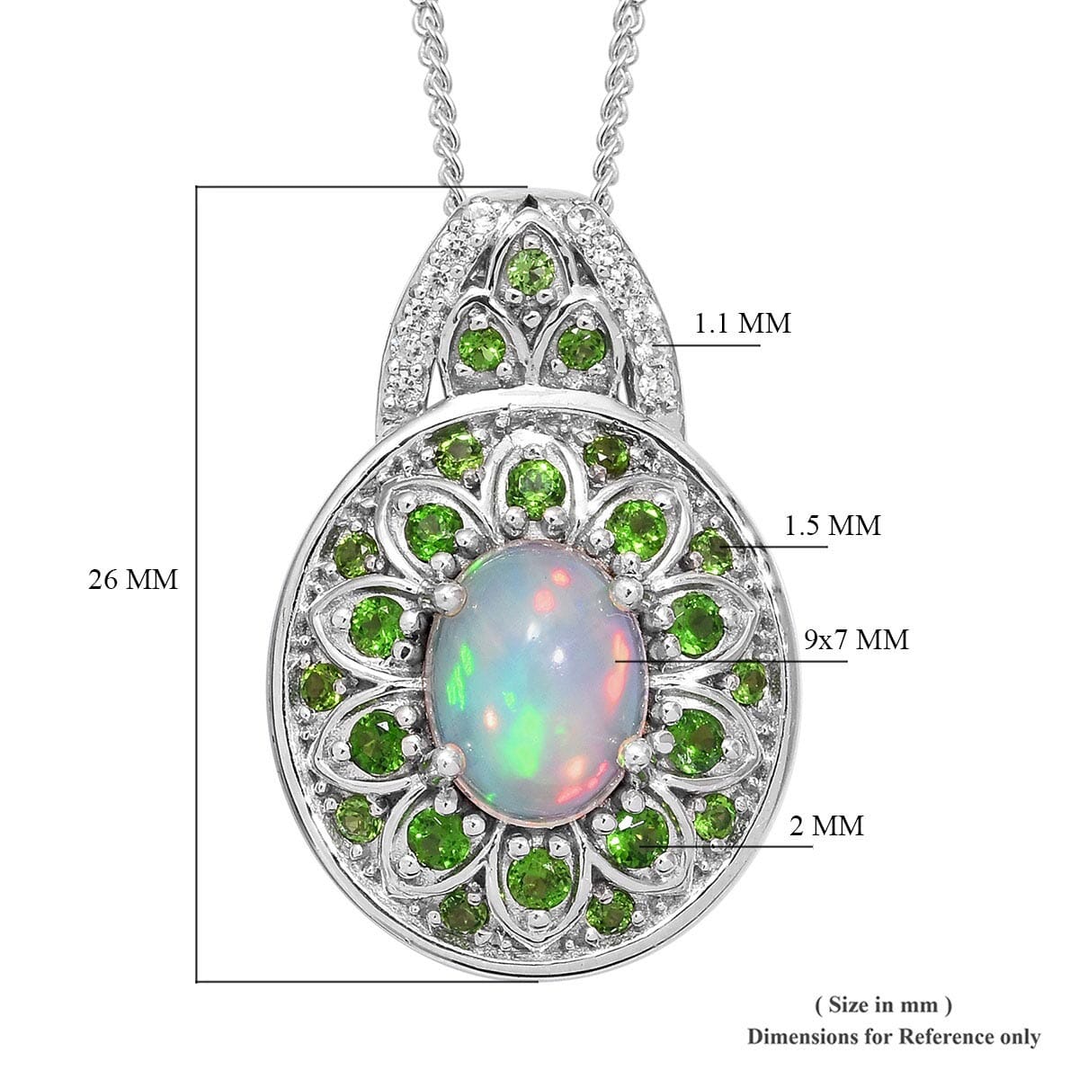 Ethiopian Welo Opal, Multi Gemstone Pendant Necklace (20 in) in Platinum Over Sterling Silver 2.23 ctw image number 5