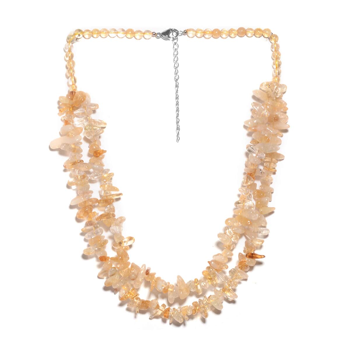 209.00 ctw Brazilian Citrine Bead Necklace 20-22 Inches in Stainless Steel image number 0