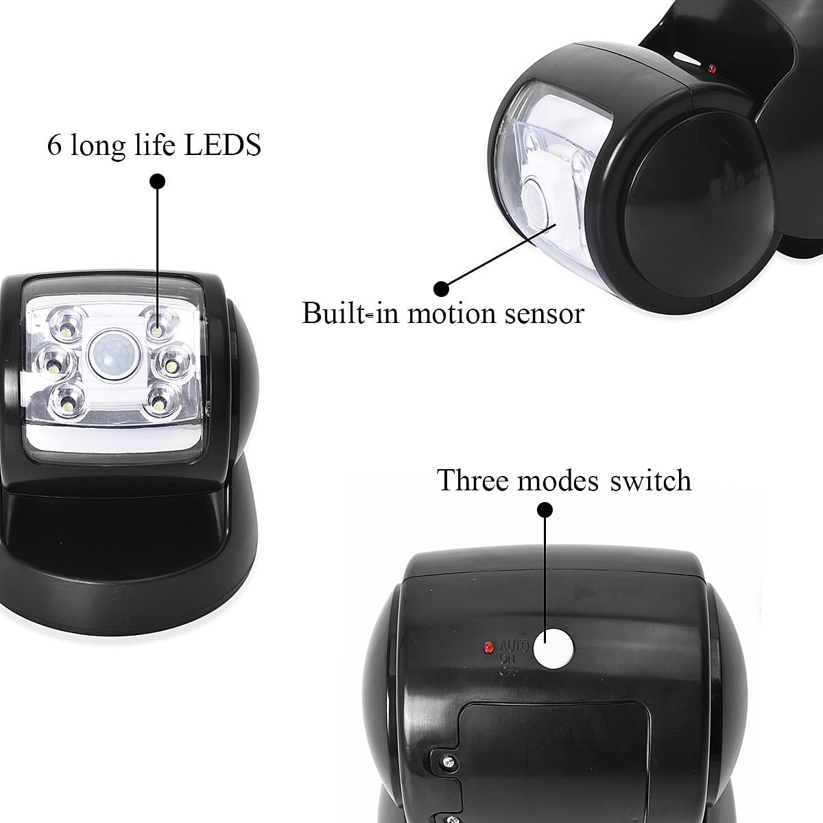 Black Wireless LED Porch Light with Motion Sensor (4xC Not Included)