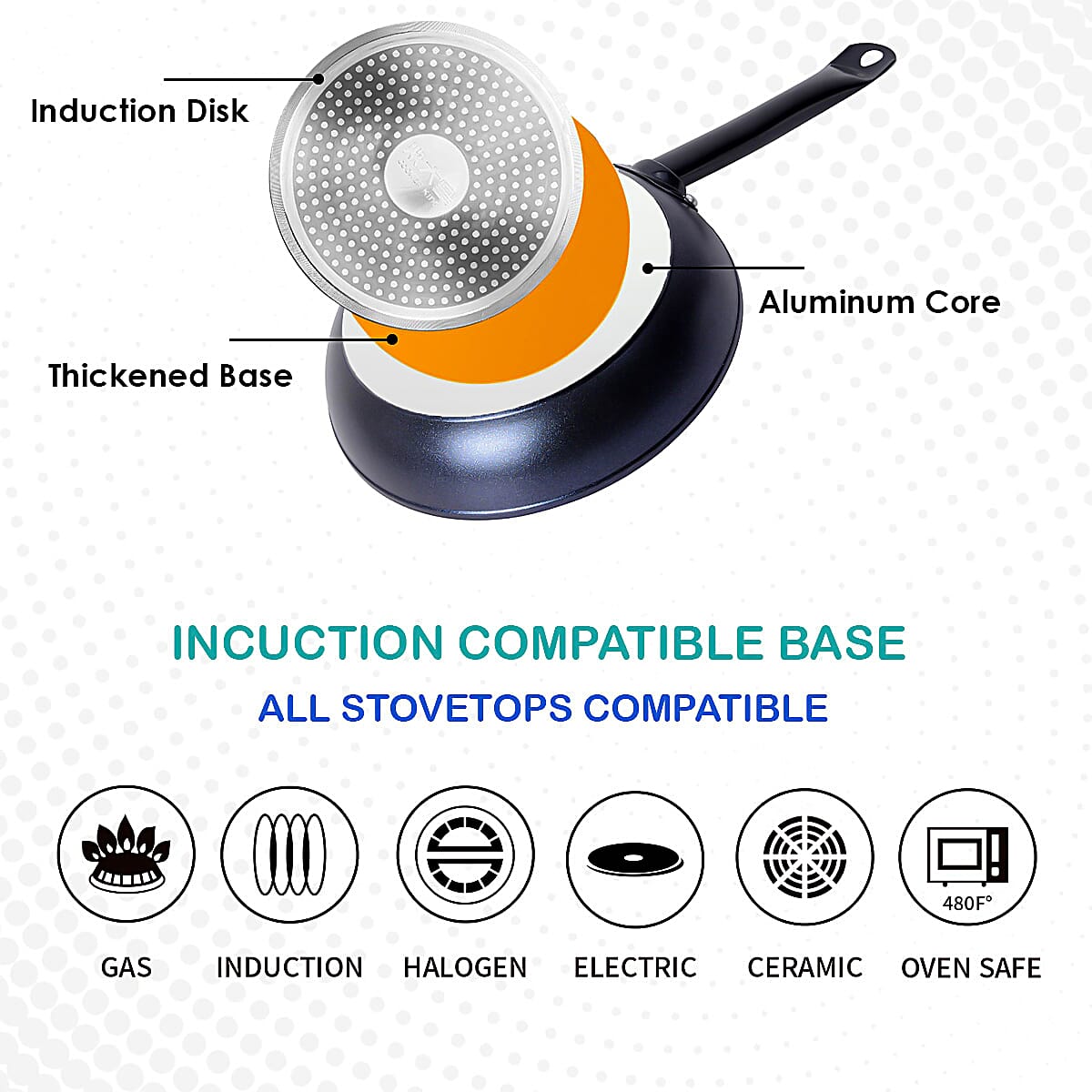 Homesmart Diamond Infused Aluminum Non-Stick Pan with Glass Lid (9.5) image number 1